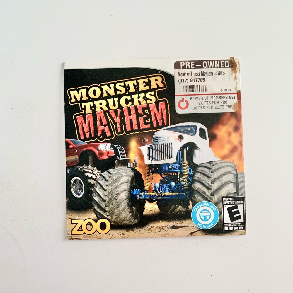 Nintendo Wii Monster Truck Mayhem Game Disc with Disc Sleeves